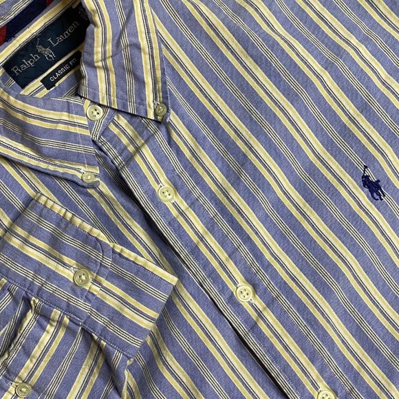 Ralph Lauren Men’s Classic Fit XL Long Sleeve Button Down Blue Stripe Shirt - Picture 1 of 6